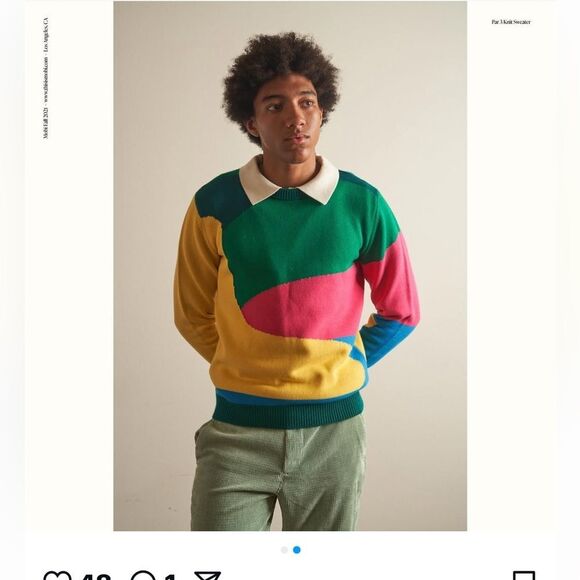 Mobi color block colorful golf knit sweater rare one of a kind - Picture 1 of 9